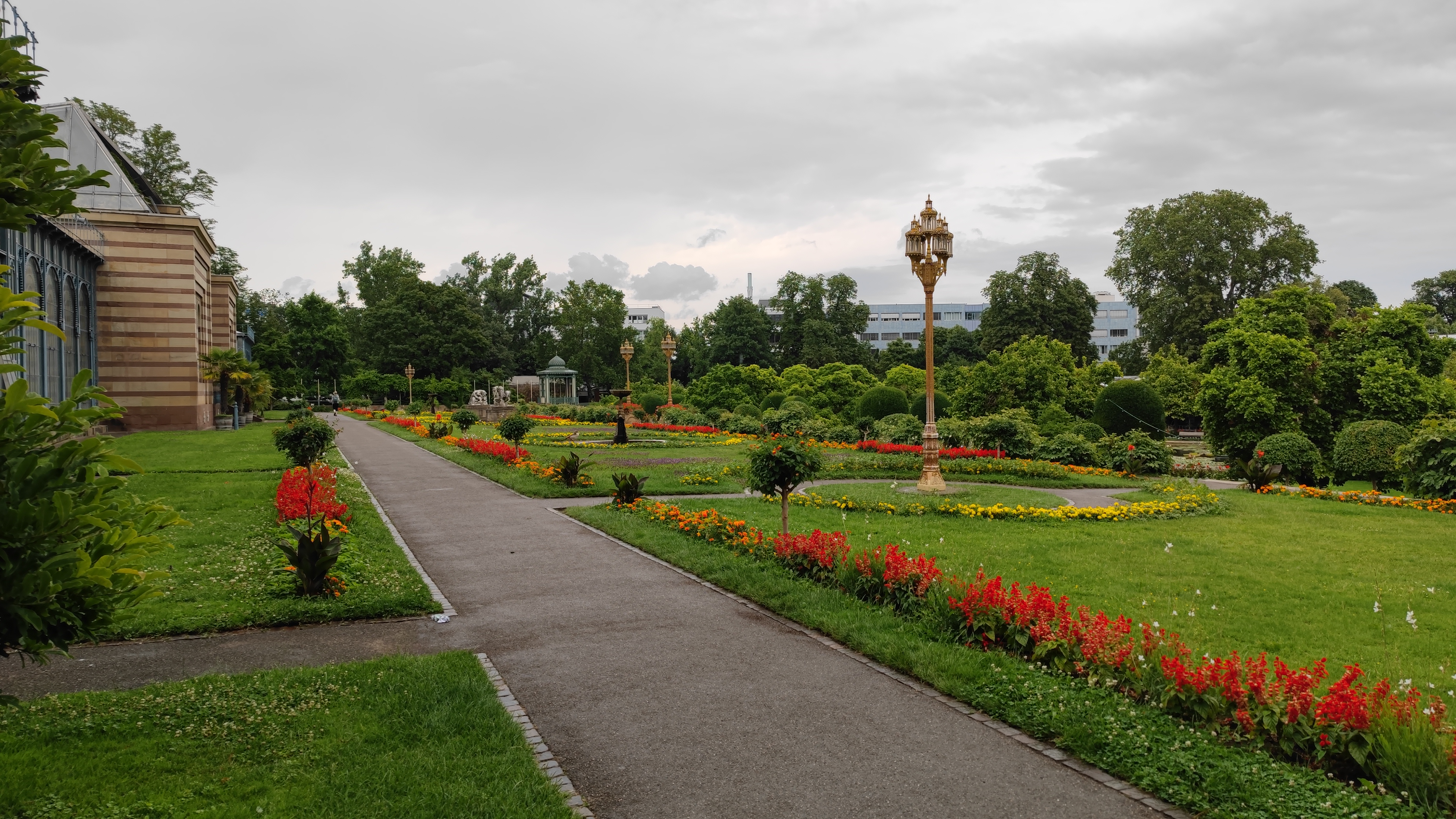 Gravel pathway in a botanical garden.