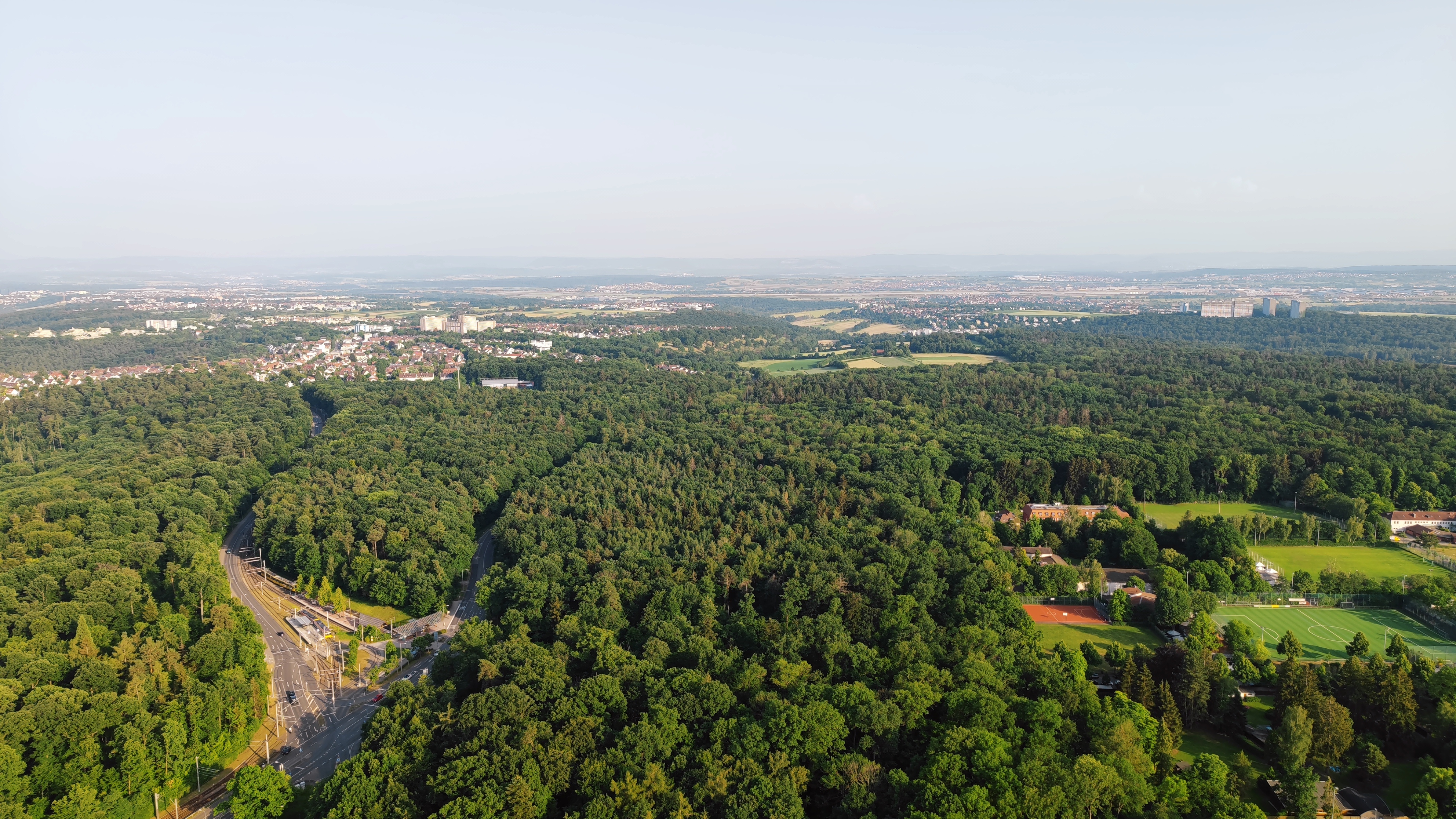 Panorama from a tower on a hill.